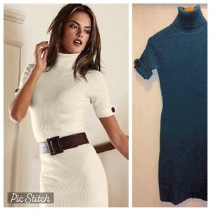 2pc SET! Moda Intl Victoria’s Secret Sz S Ribbed Turtleneck Sweater Dress + Belt